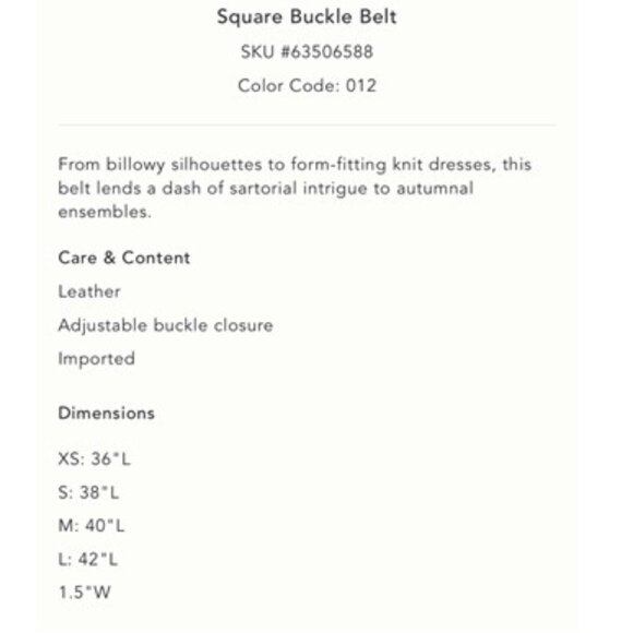 NWT-Anthropologie Cream Leather Square Buckle Belt - L - Picture 4 of 4